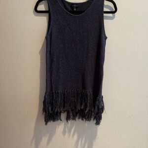 The Limited Stylish Navy Fringe Hem Top